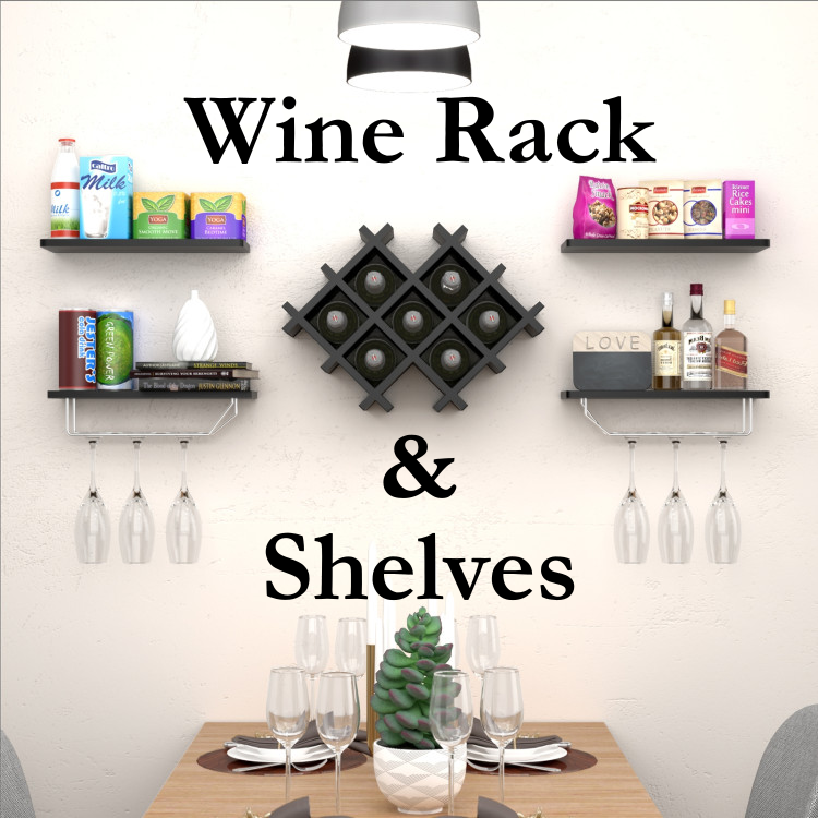 wine rack and shelves